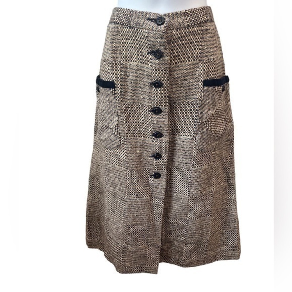 Vintage 60s Skirt MIDI Textured Rare Junior House Small